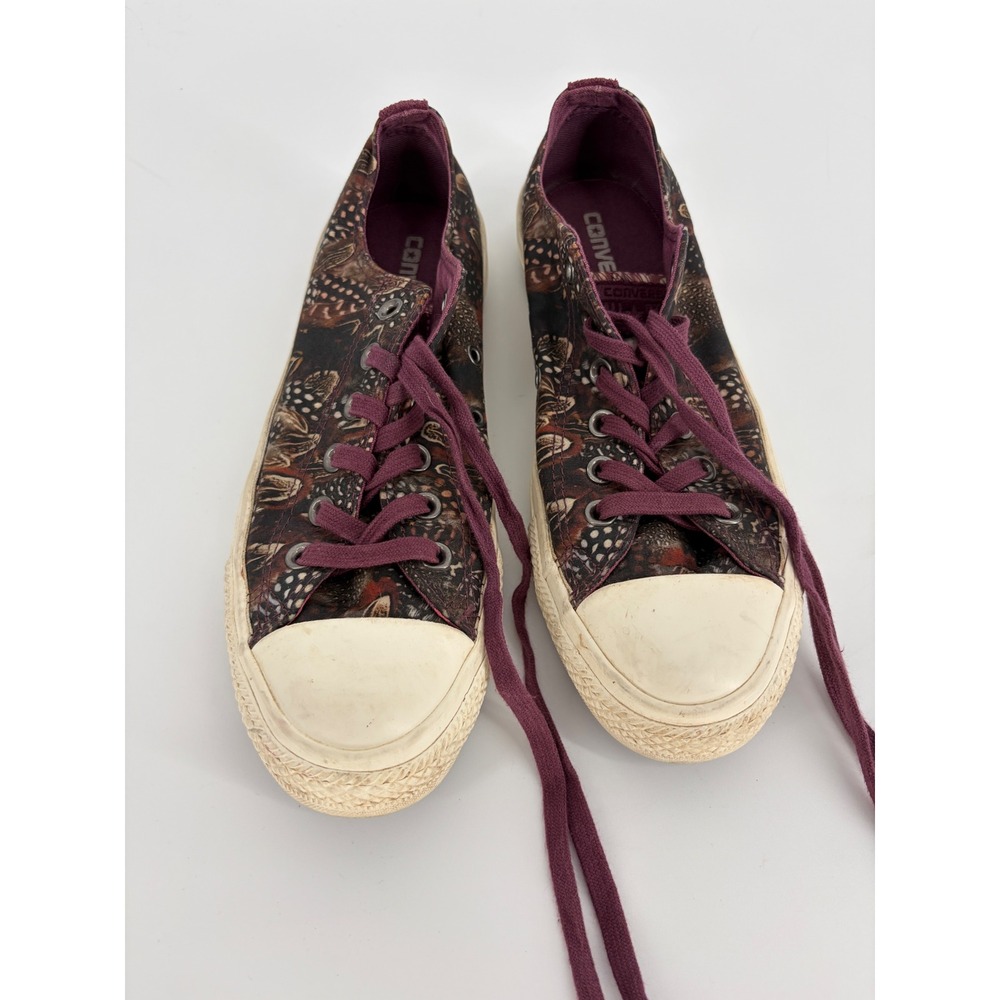 Converse Chuck Taylor Low Top  Feather Print Sneakers Ox Oriental Violet Women 9